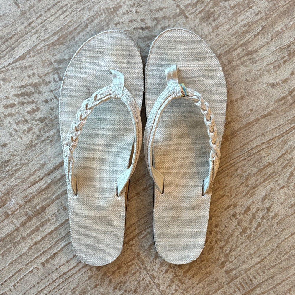 Rainbow Cream Braided Sandals